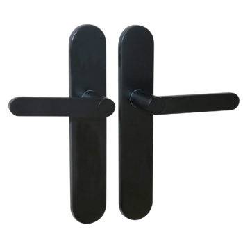 Ensemble poignée aluminium sur plaque acier Meudon K CADAP - Bec de cane - Noir mat - 001860/101BK