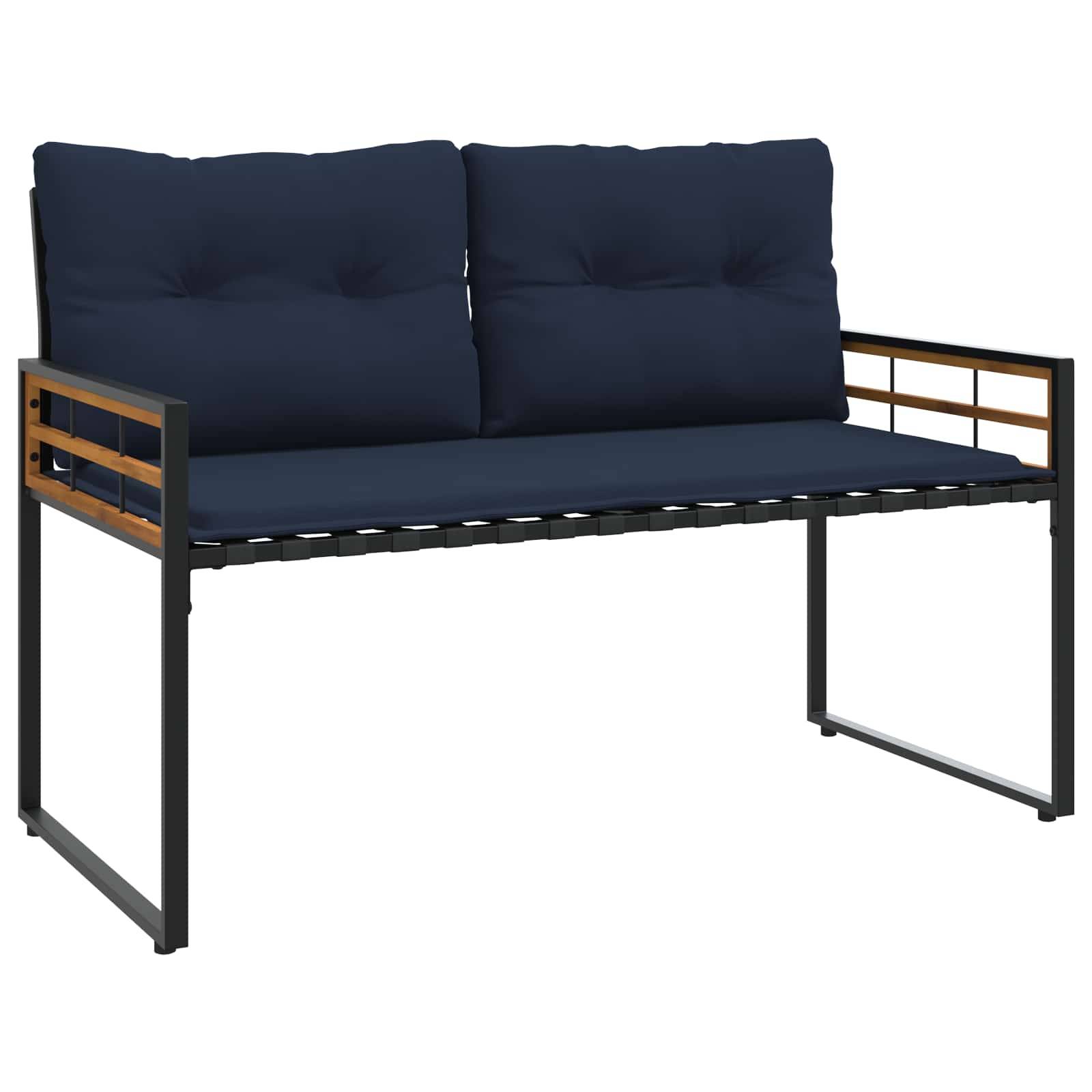 PANGIVO - Banc de jardin bois d'acacia et acier bleu marine 114 x 55 x 77 cm - PANGIVO - Image 2