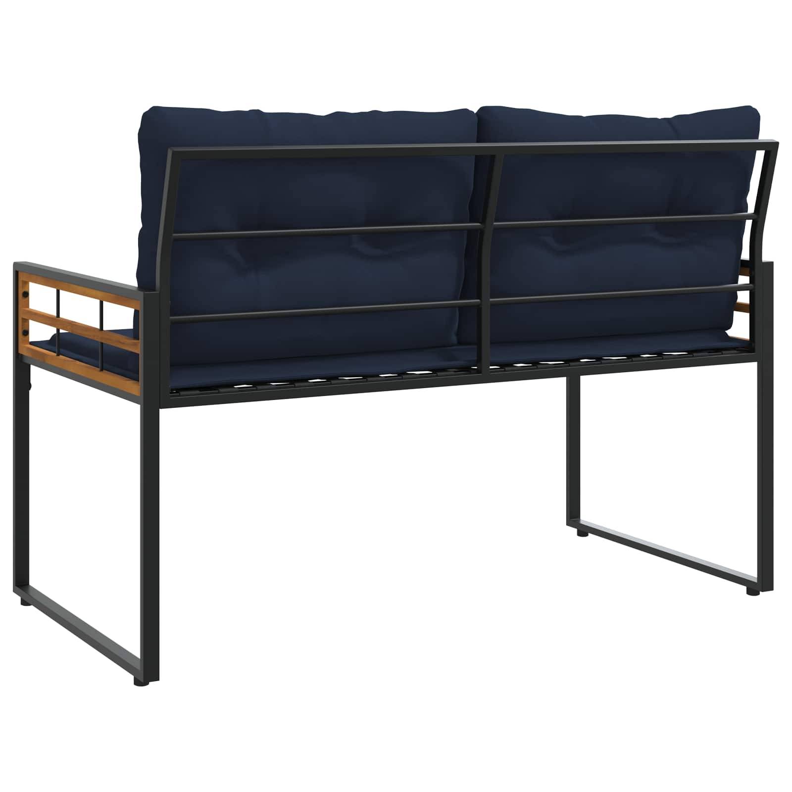 PANGIVO - Banc de jardin bois d'acacia et acier bleu marine 114 x 55 x 77 cm - PANGIVO - Image 6