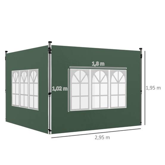Panneaux latéraux tonnelle tissu Oxford tente réception avec fenêtres 295x195cm vert - ComfortXL Outdoor Living - Image 3