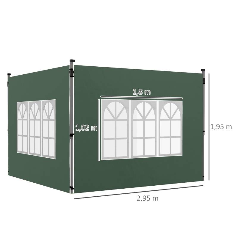 Panneaux latéraux tonnelle tissu Oxford tente réception avec fenêtres 295x195cm vert - ComfortXL Outdoor Living - Image 3