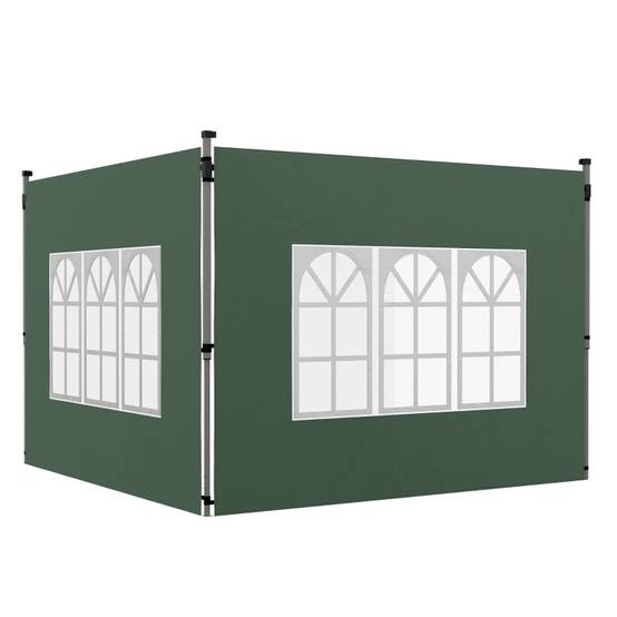 Panneaux latéraux tonnelle tissu Oxford tente réception avec fenêtres 295x195cm vert - ComfortXL Outdoor Living - Image 2
