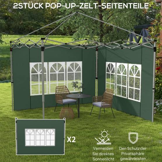 Panneaux latéraux tonnelle tissu Oxford tente réception avec fenêtres 295x195cm vert - ComfortXL Outdoor Living - Image 4