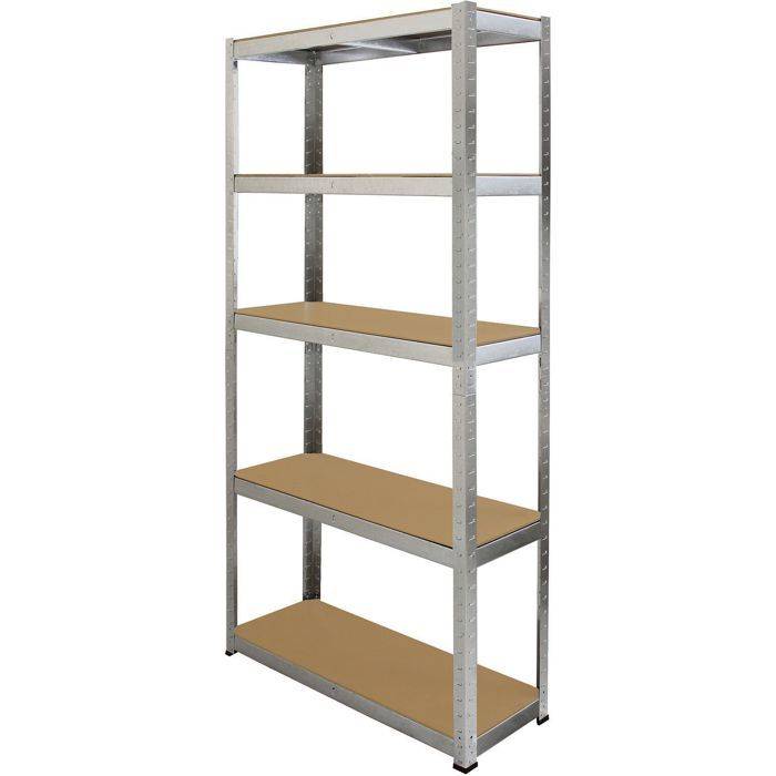 Etagère métallique 180 x 90 x 40 cm, châssis acier galvanisé, 5 plateaux MDF, charge 175 kg/plateau - Fieldmann - Image 1