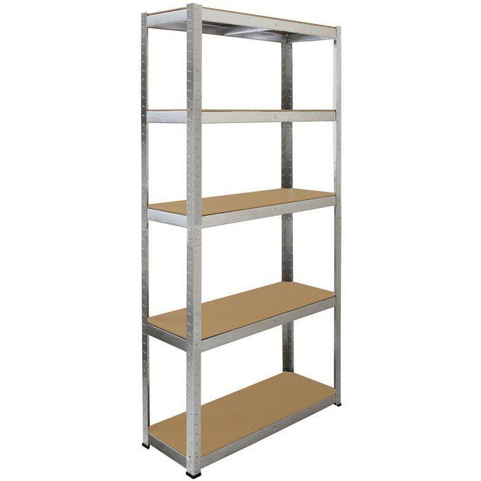 Etagère métallique 180 x 90 x 40 cm, châssis acier galvanisé, 5 plateaux MDF, charge 175 kg/plateau - Fieldmann - Image 2