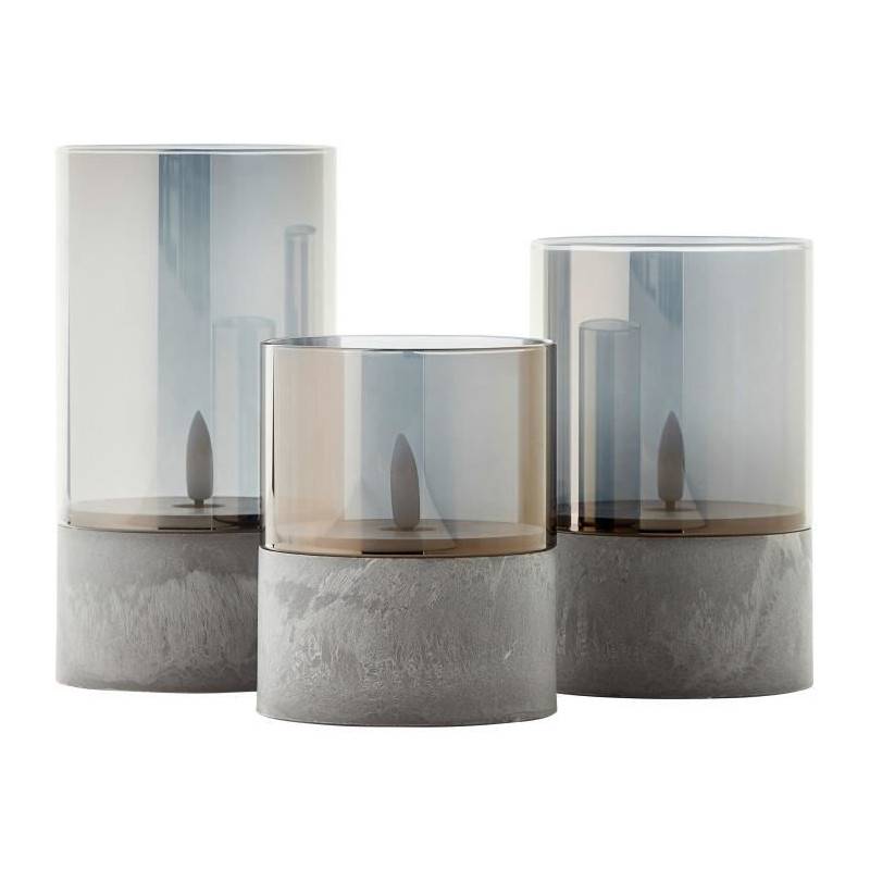 Brilliant - Lot 3 Lampes A Poser Led Bougie Brilliant - 2500k - Plastique Et Verre - Gris Et Verre Fumé - Imagen 5