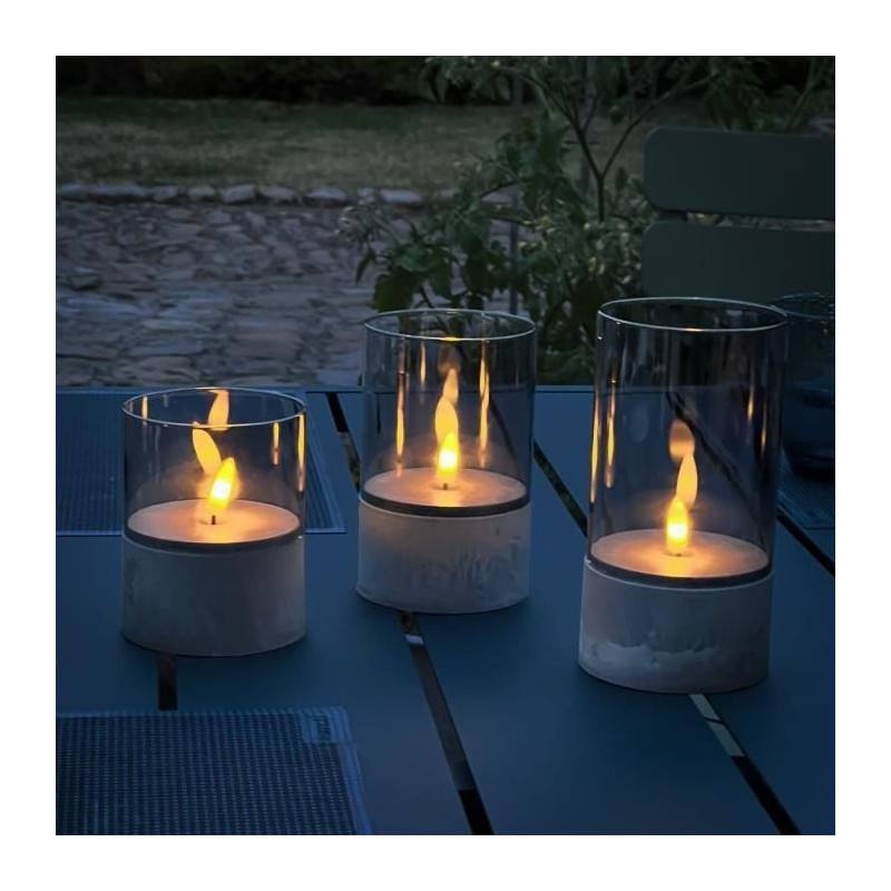 Brilliant - Lot 3 Lampes A Poser Led Bougie Brilliant - 2500k - Plastique Et Verre - Gris Et Verre Fumé - Imagen 1