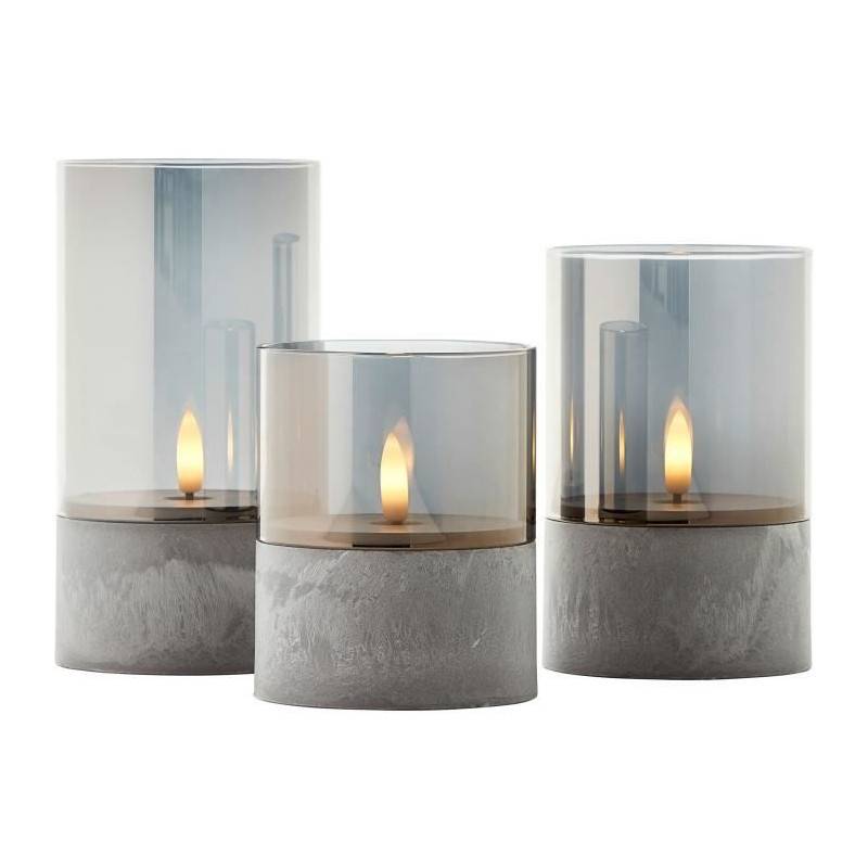 Brilliant - Lot 3 Lampes A Poser Led Bougie Brilliant - 2500k - Plastique Et Verre - Gris Et Verre Fumé - Imagen 3