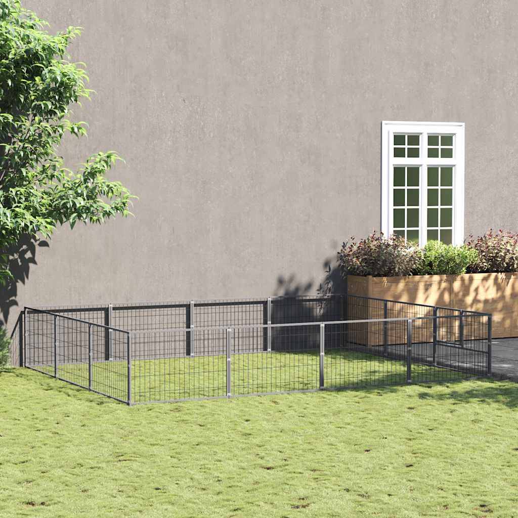 Vidaxl - Chenil Argenté 12 m² Acier vidaXL 3082136 - Imagen 1