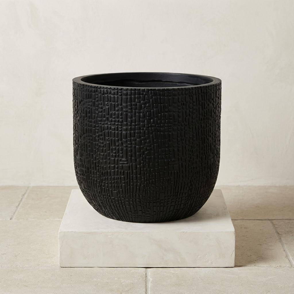Pot de fleurs anthracite - D.24cm x H.21cm - Image 2