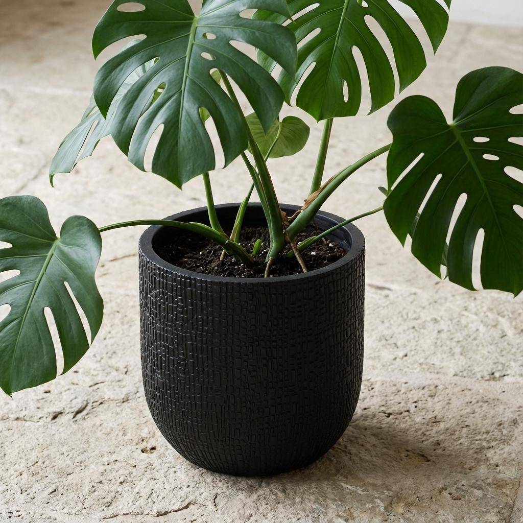 Pot de fleurs anthracite - D.24cm x H.21cm - Image 6