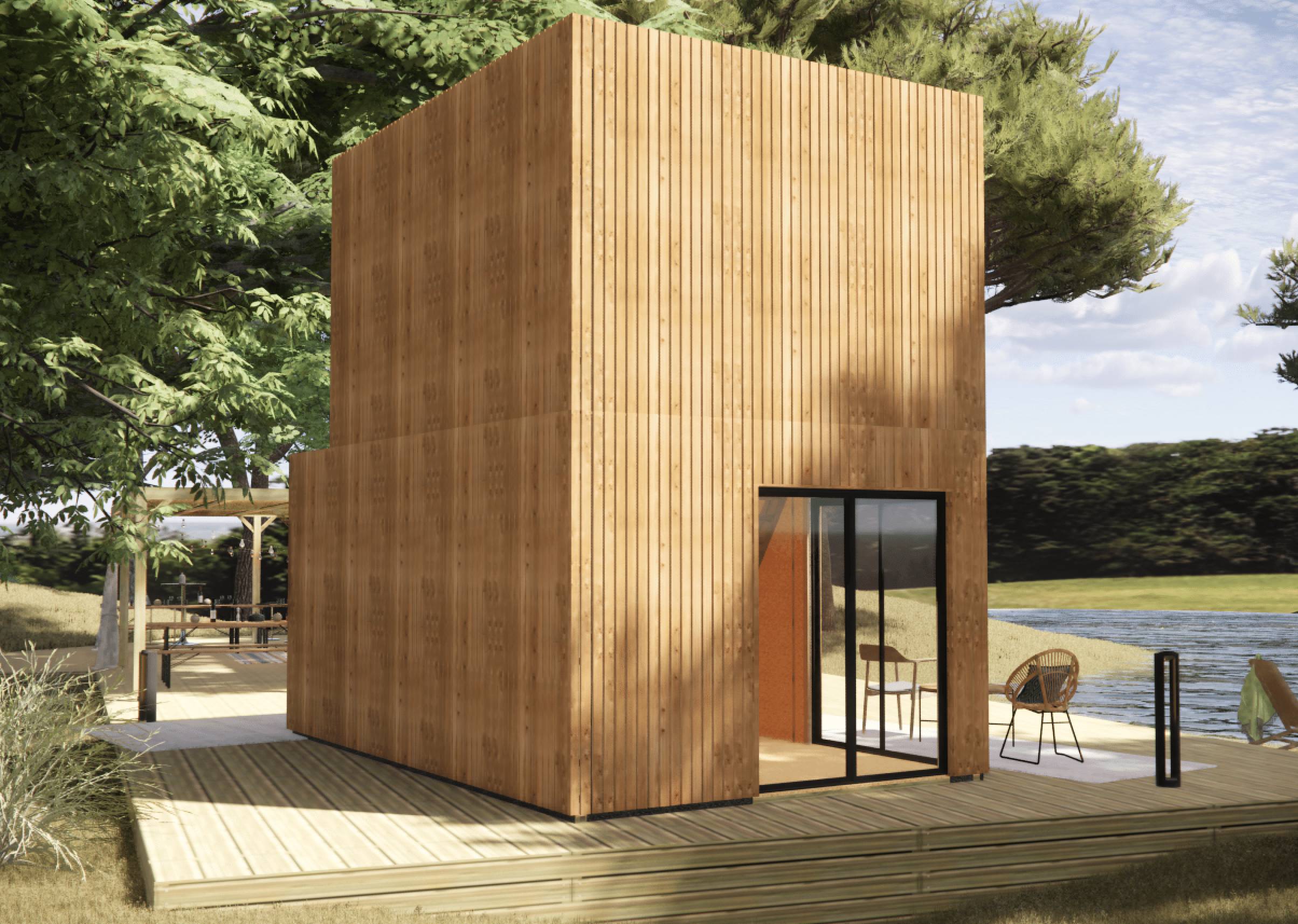 Bureau de jardin 4 saisons en bois 5,5 x 3,5 x 2,7 m / isolation RE2020 avec mezzanine et terrasse - Image 10
