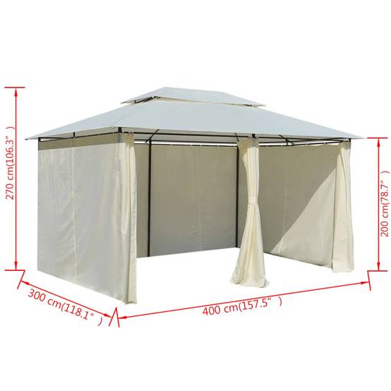 Tonnelle - Tente de réception - Barnum avec rideaux 4 x 3 m Blanc - MEUBLE PRO - Image 8