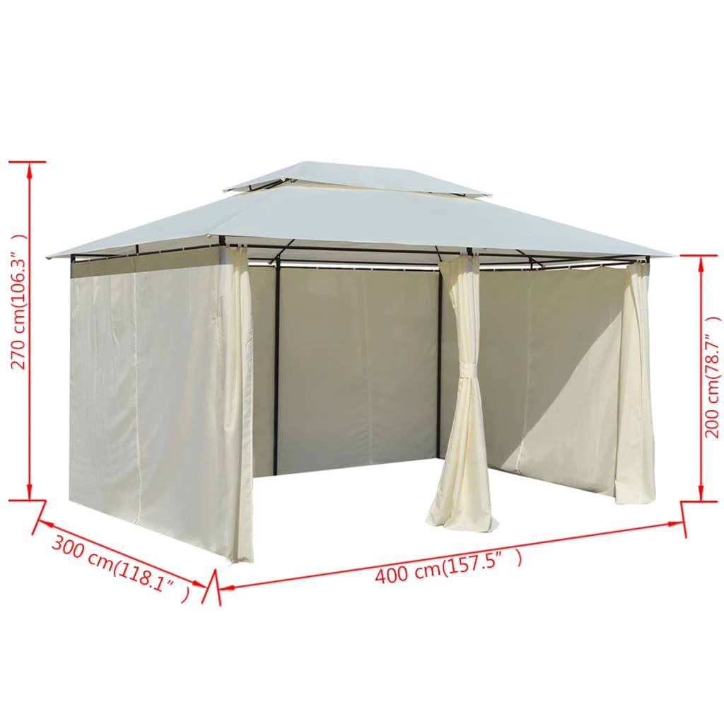 Tonnelle - Tente de réception - Barnum avec rideaux 4 x 3 m Blanc - MEUBLE PRO - Image 8