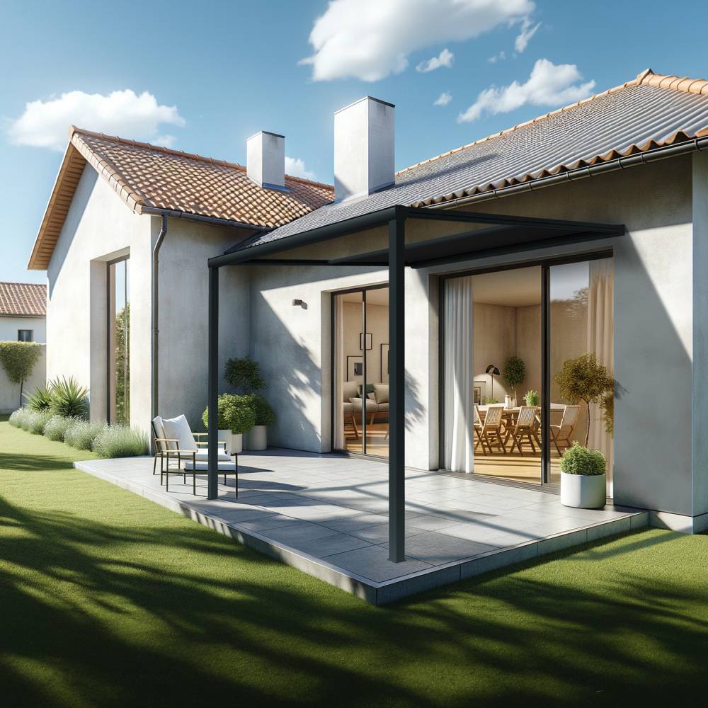 Pergola toile TILA 4,00x4,00m Motorisé à télécommande + manœuvre de secours (Noir - Gris anthracite) - Alia Productions - Imagen 2