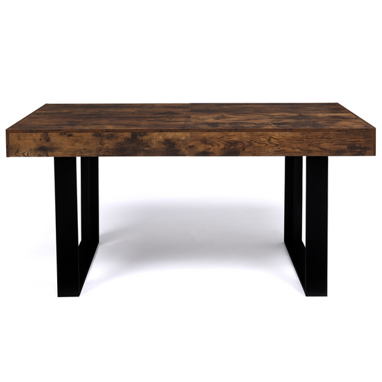 Table à manger rectangle PHOENIX 6 personnes bois effet vieilli et noir 160 cm - Image 3