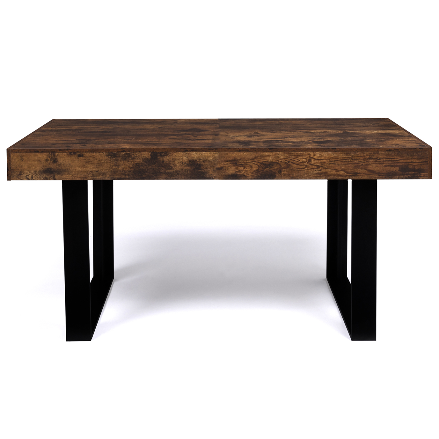 Table à manger rectangle PHOENIX 6 personnes bois effet vieilli et noir 160 cm - Image 3