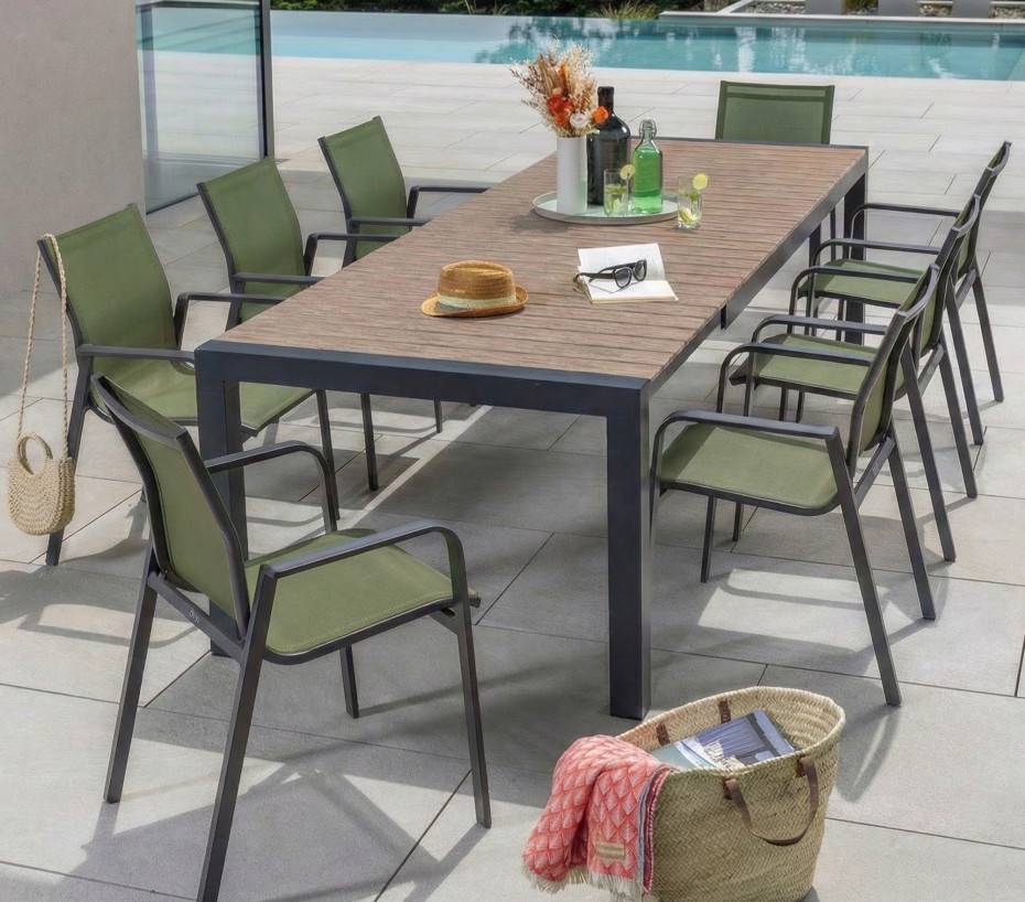 Ensemble table et chaises de jardin  8 places  vert  MIMIZAN
