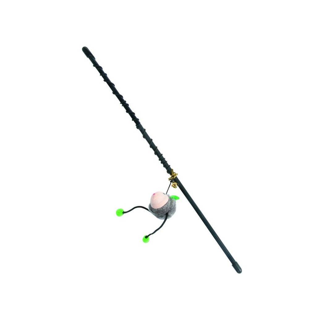 1 Canne à pêche Mishka souris avec grelot jeux pour chat couleurs aléatoires - Image 1