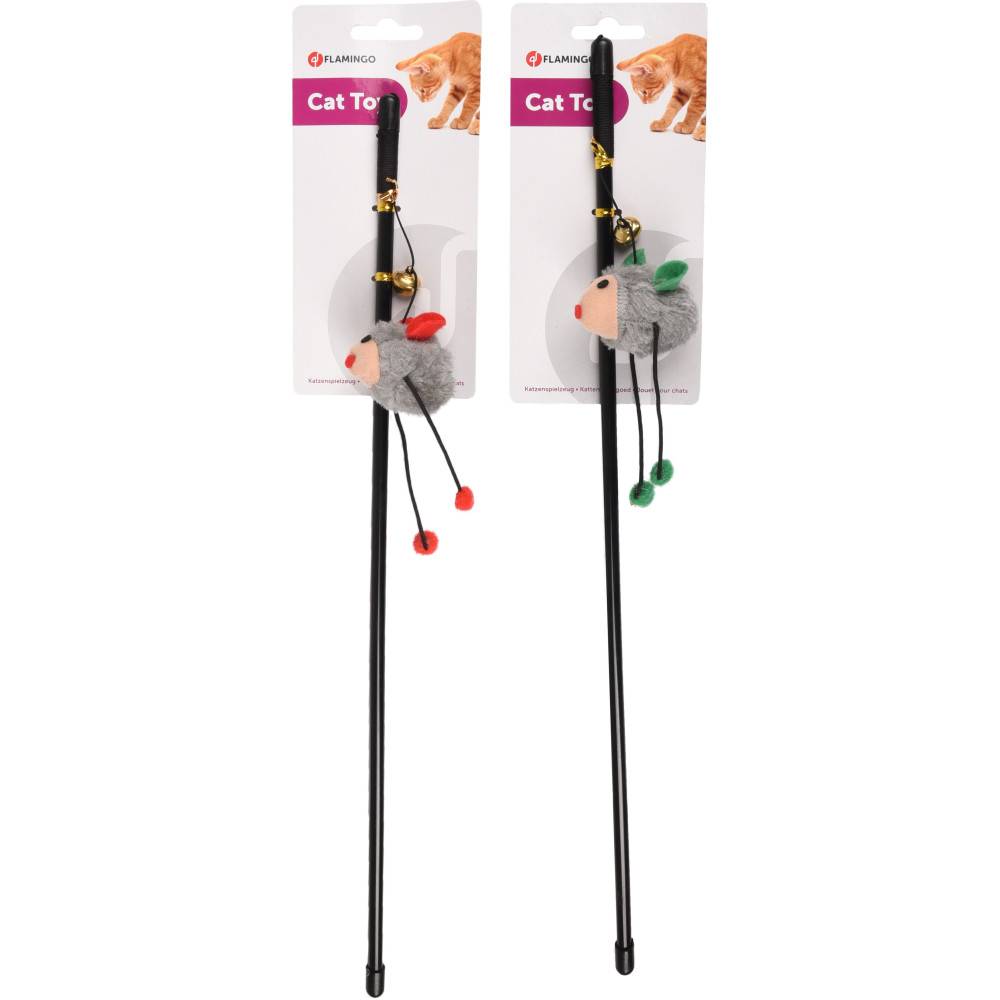1 Canne à pêche  Mishka souris avec grelot  jeux pour chat couleurs aléatoires - Image 4
