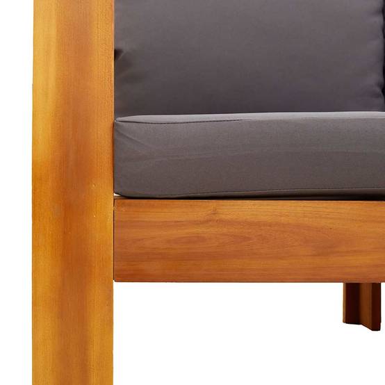Canapé Extérieur 2 Places Bois Acacia Robuste et Coussins Gris Foncé Modernes Jardin – ComfortXL Outdoor Living - Image 7