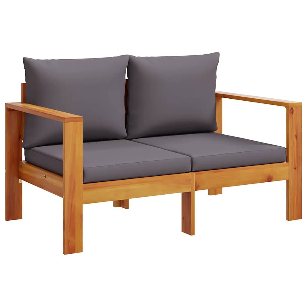 Canapé Extérieur 2 Places Bois Acacia Robuste et Coussins Gris Foncé Modernes Jardin – ComfortXL Outdoor Living - Image 2