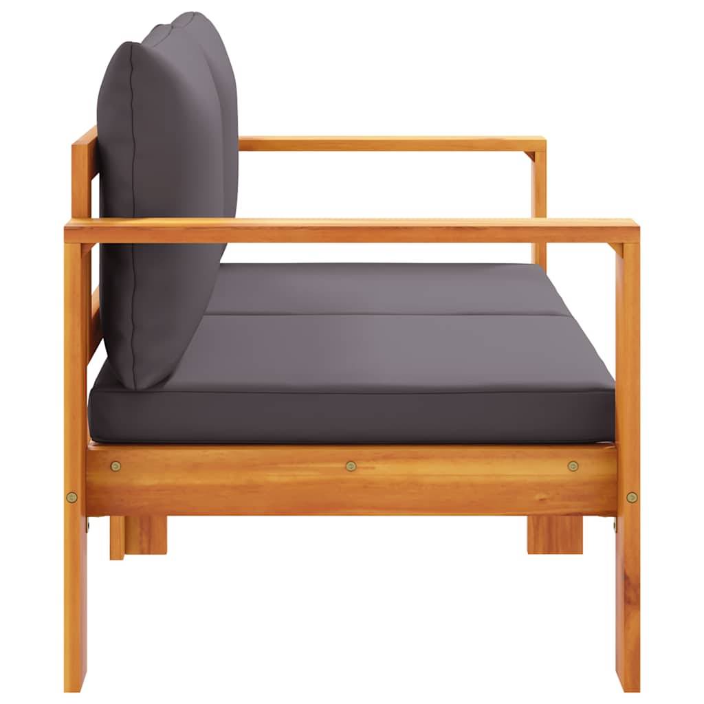 Canapé Extérieur 2 Places Bois Acacia Robuste et Coussins Gris Foncé Modernes Jardin – ComfortXL Outdoor Living - Image 5