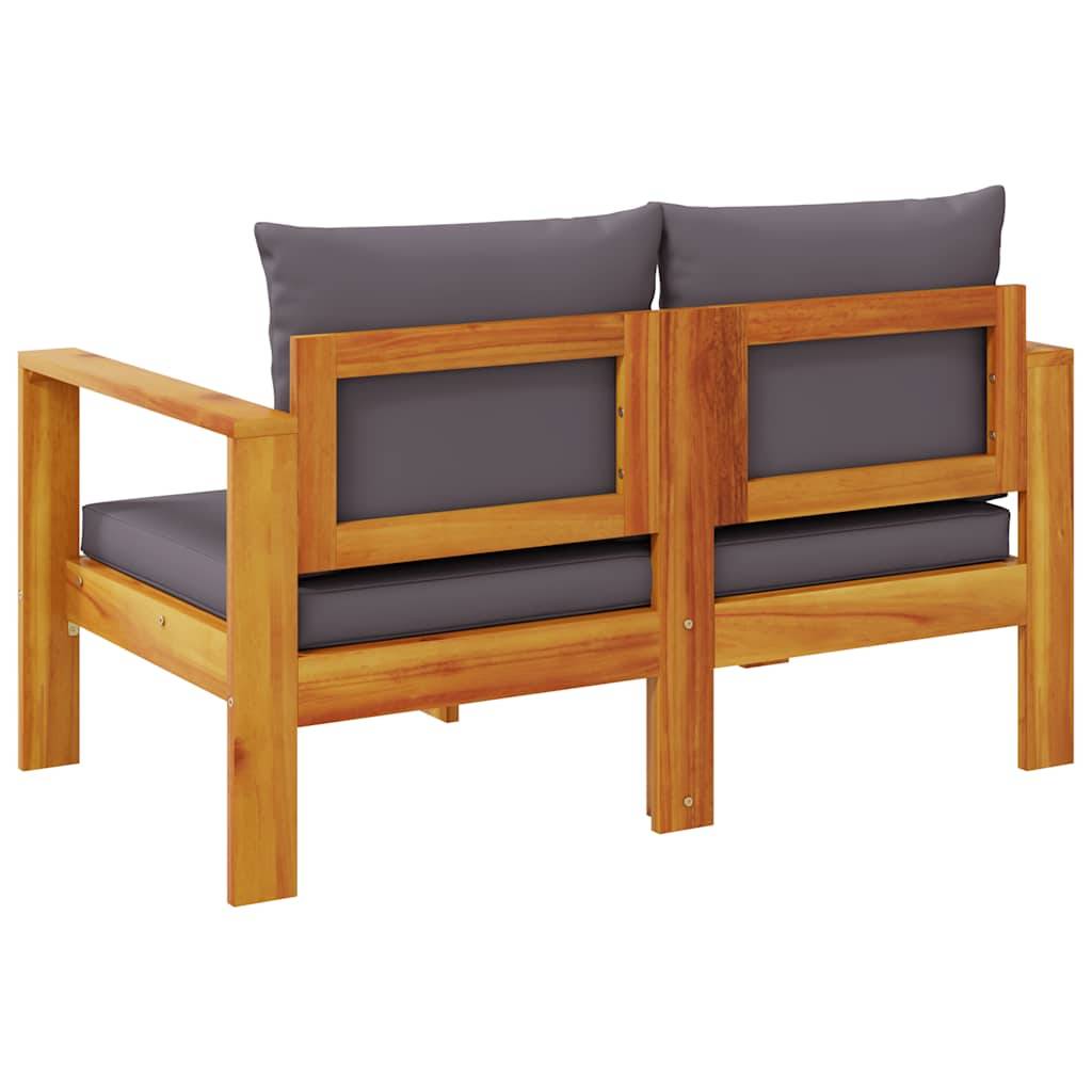 Canapé Extérieur 2 Places Bois Acacia Robuste et Coussins Gris Foncé Modernes Jardin – ComfortXL Outdoor Living - Image 6