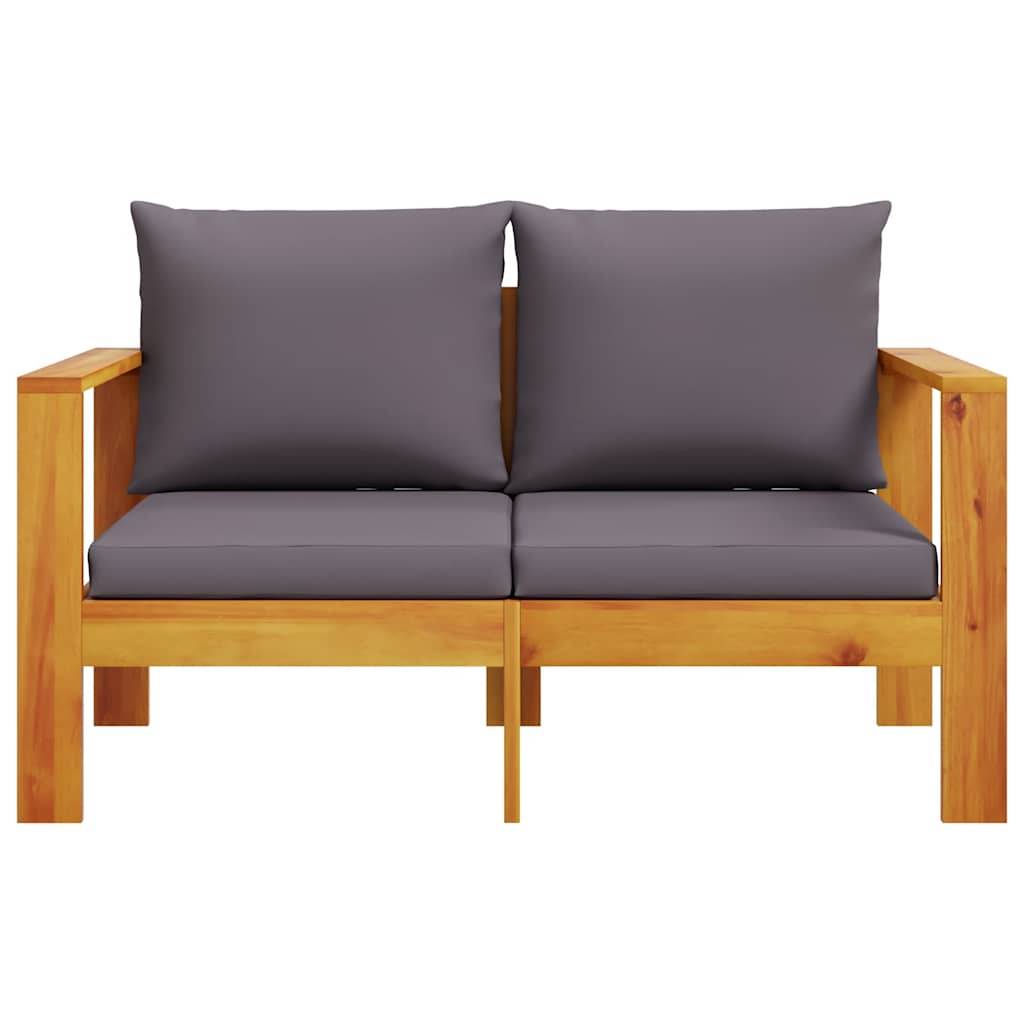 Canapé Extérieur 2 Places Bois Acacia Robuste et Coussins Gris Foncé Modernes Jardin – ComfortXL Outdoor Living - Image 4