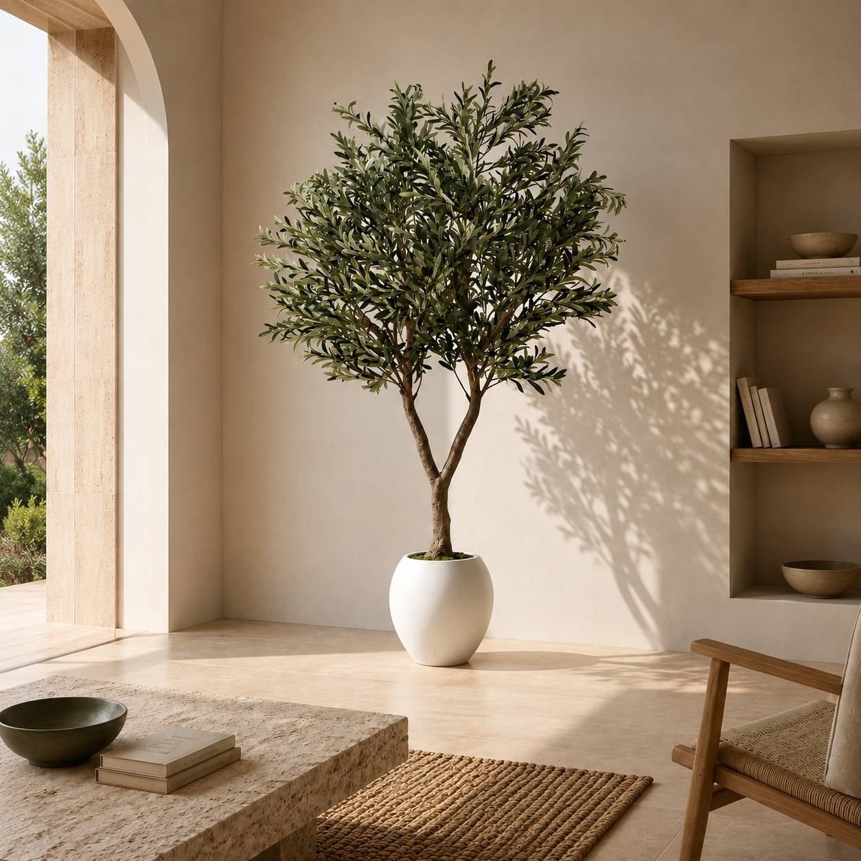 Olivier artificiel pot blanc 240cm - Image 3