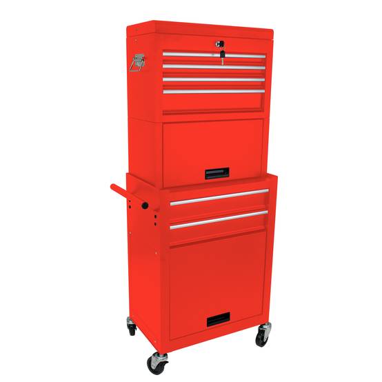 Servante d'Atelier Mobile 2 en 1 Rouge, 6 Tiroirs et Coffre à Outils Détachable – ComfortXL Outdoor Living - Image 1