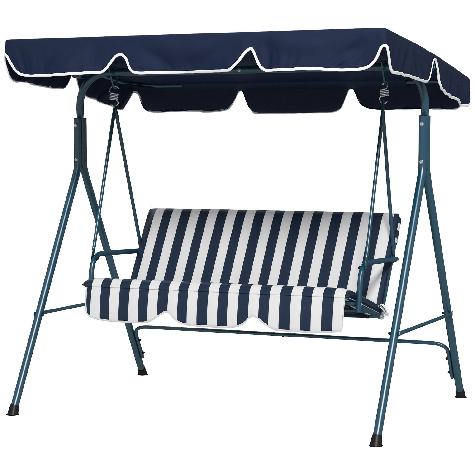 Balancelle jardin 3 places acier terrasse toit réglable 172x110x153cm bleu - ComfortXL Outdoor Living - Image 2