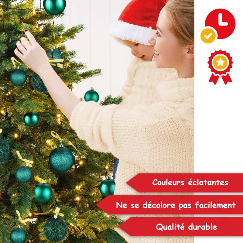 BB Loisir - Boules de Noël Vertes Décorations de sapin Coffret de 128 pièces inclus ètoile de sapin-5 cartes - Image 4