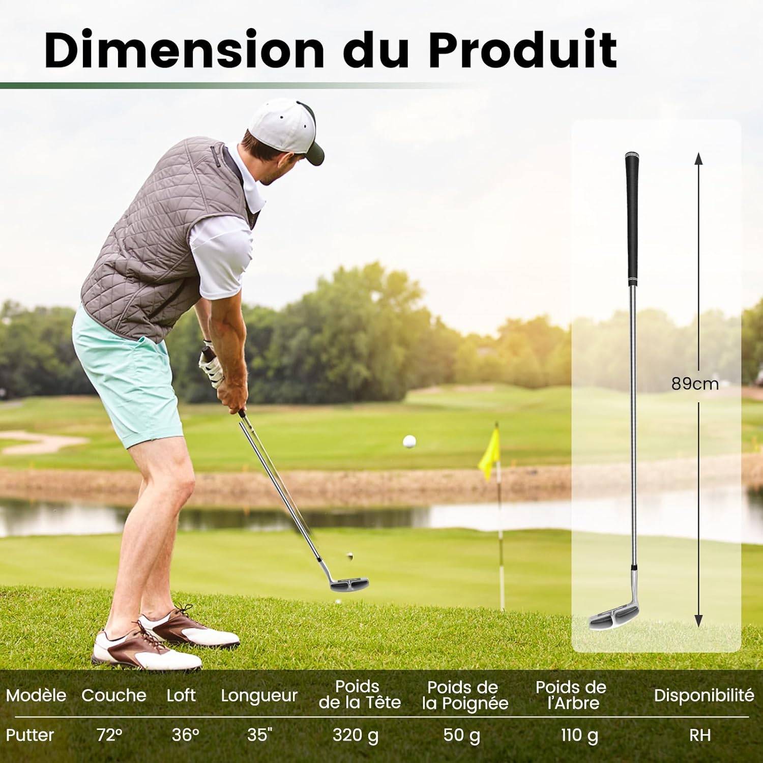 Club de Golf Chipper pour Droitier, Chipper de Golf Coin de Pincement 36° et Inclinaison 72° - Image 4