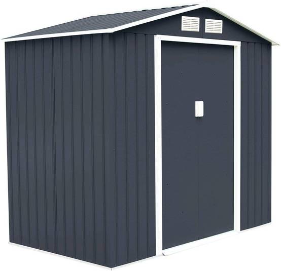Abri de jardin en métal remise de jardin stockage rangement de vélo outils 213 x 127 x 185 cm gris - Image 1