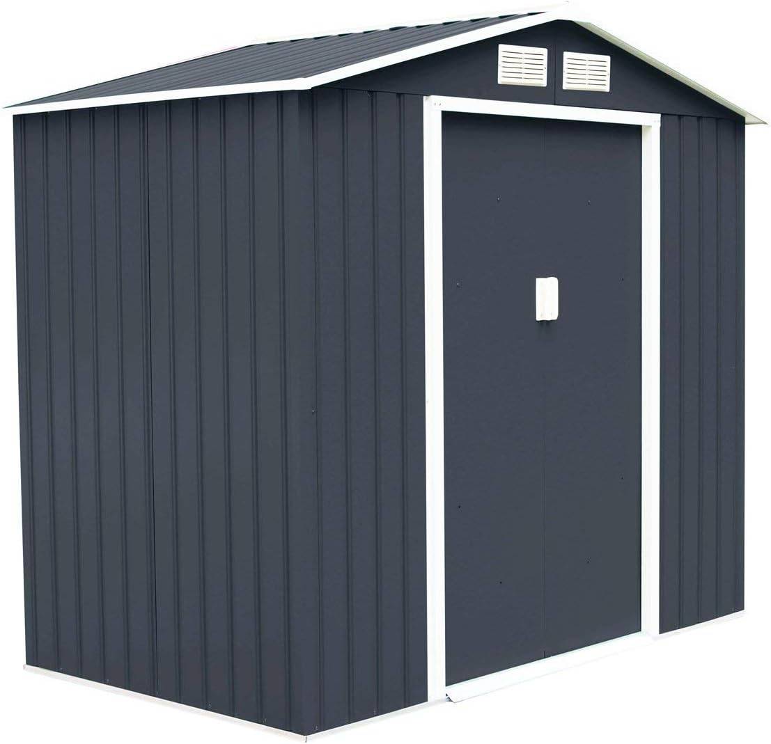 Abri de jardin en métal remise de jardin stockage rangement de vélo outils 213 x 127 x 185 cm gris - Image 1