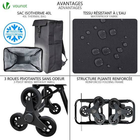 Chariot de course avec sac isotherme - Image 2