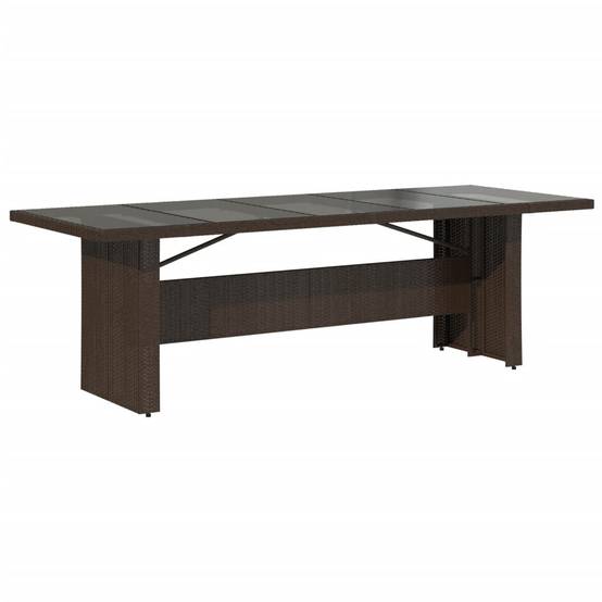 PANGIVO - Table de jardin résine tressée verre trempé marron 240 x 90 x 75 cm - PANGIVO - Image 6
