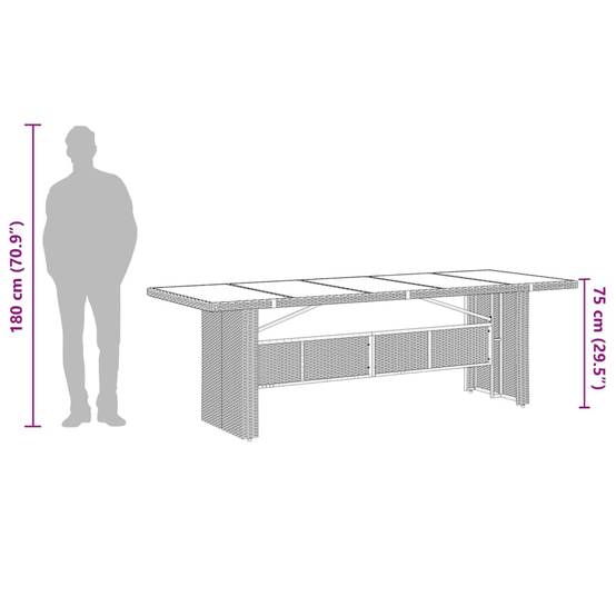PANGIVO - Table de jardin résine tressée verre trempé marron 240 x 90 x 75 cm - PANGIVO - Image 10