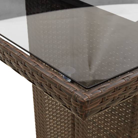 PANGIVO - Table de jardin résine tressée verre trempé marron 240 x 90 x 75 cm - PANGIVO - Image 9