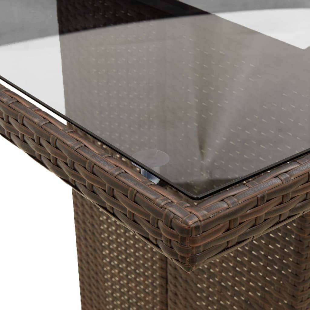 PANGIVO - Table de jardin résine tressée verre trempé marron 240 x 90 x 75 cm - PANGIVO - Image 9