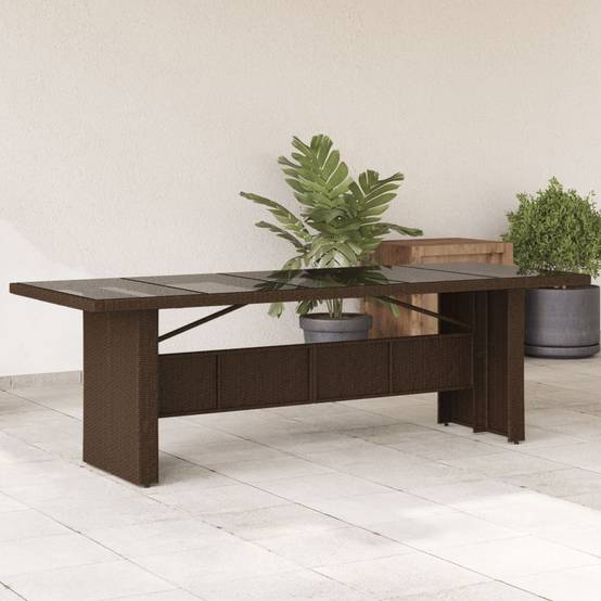 PANGIVO - Table de jardin résine tressée verre trempé marron 240 x 90 x 75 cm - PANGIVO - Image 1