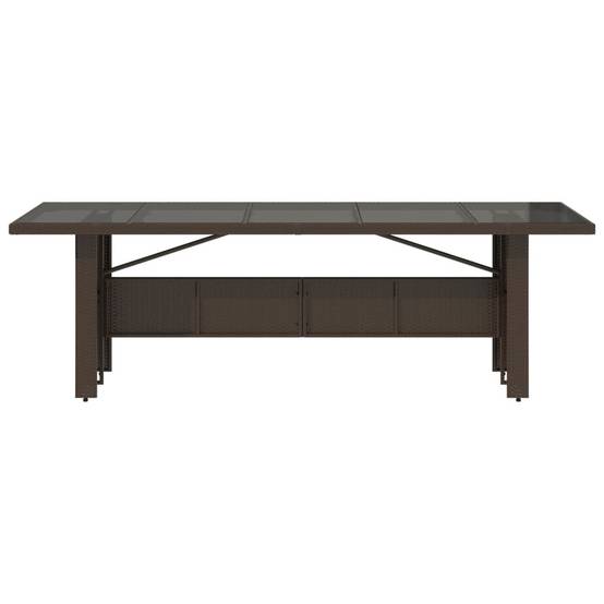 PANGIVO - Table de jardin résine tressée verre trempé marron 240 x 90 x 75 cm - PANGIVO - Image 4