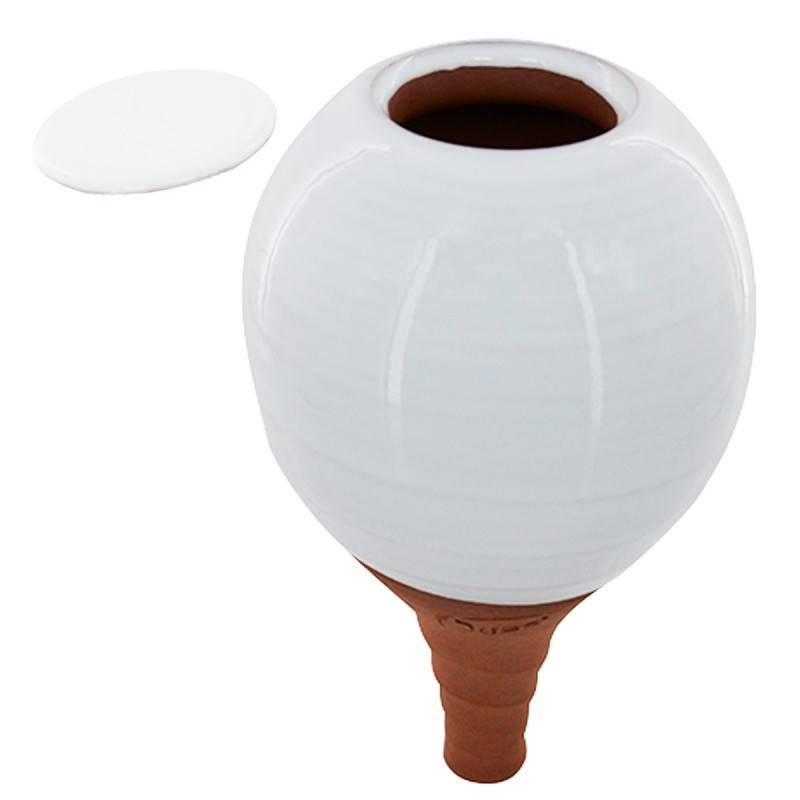 Ferme Du Moutta - Oya d'arrosage 30 cl en céramique faite main pour pots de fleurs, blanc - Image 1