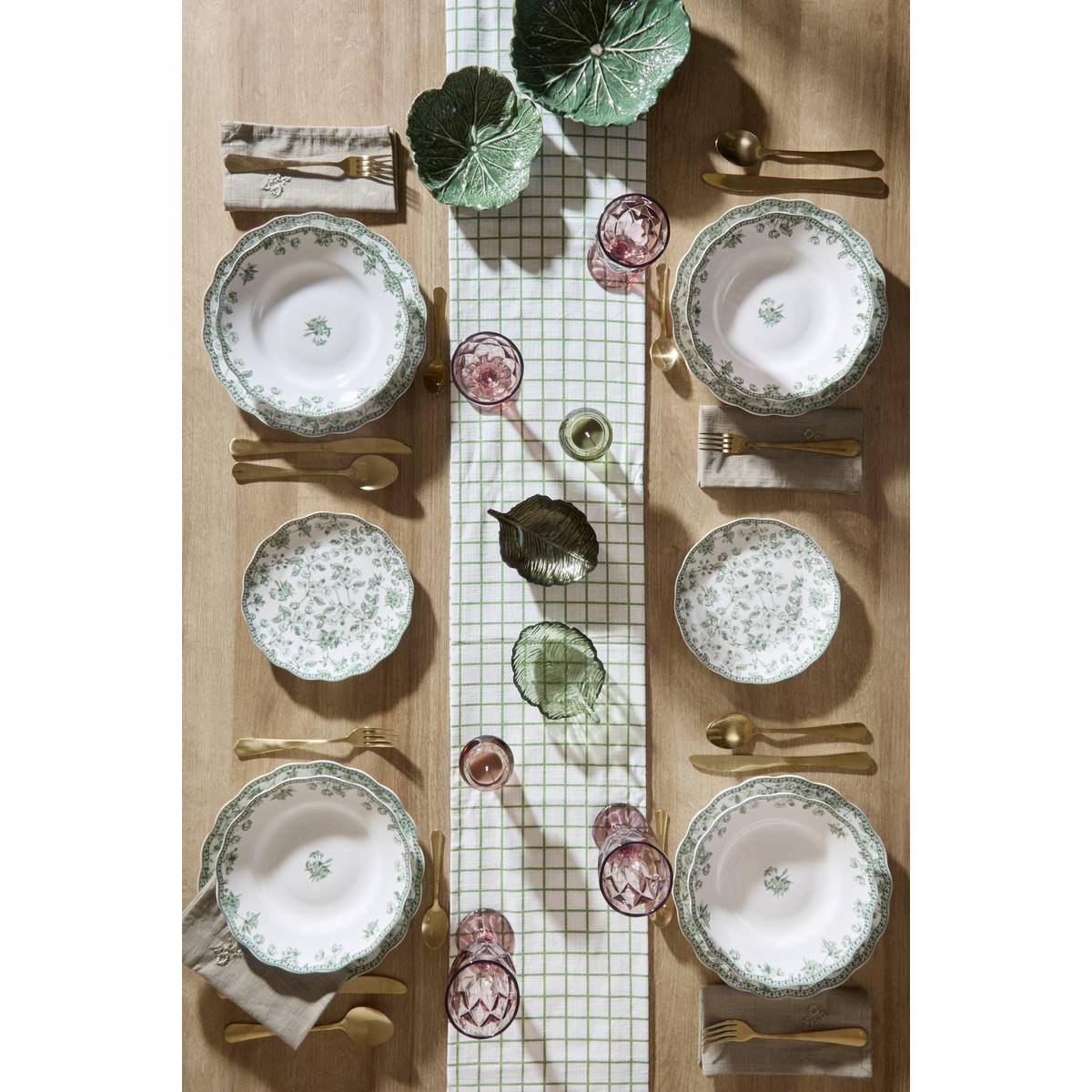 Atmosphera - Lot de 6 assiettes creuses Lisière ronde D.22,5cm vert - Atmosphera Créateur d'intérieur - Image 5