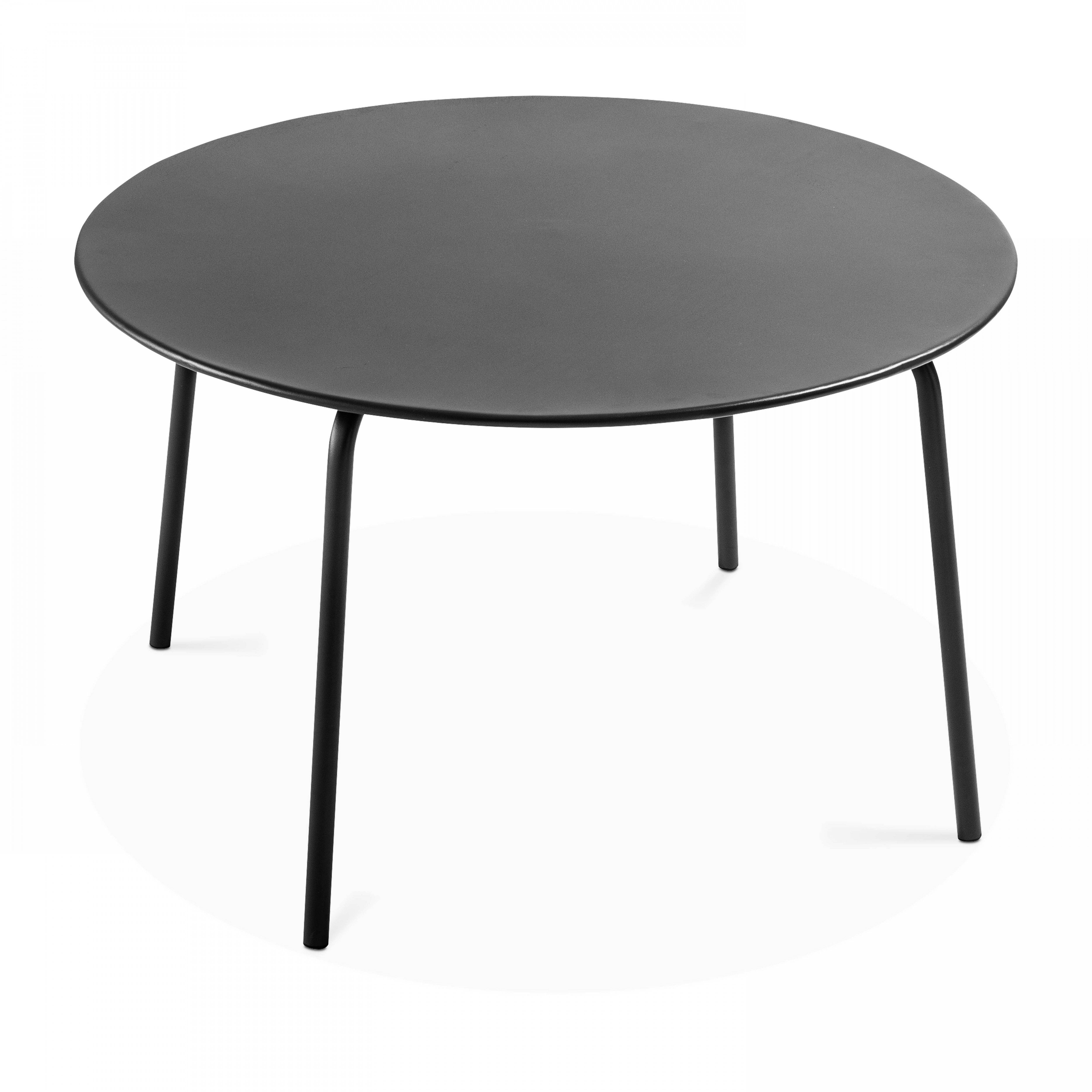 Oviala - Ensemble table de jardin ronde et 6 chaises en métal anthracite Palavas - Oviala - Imagen 5