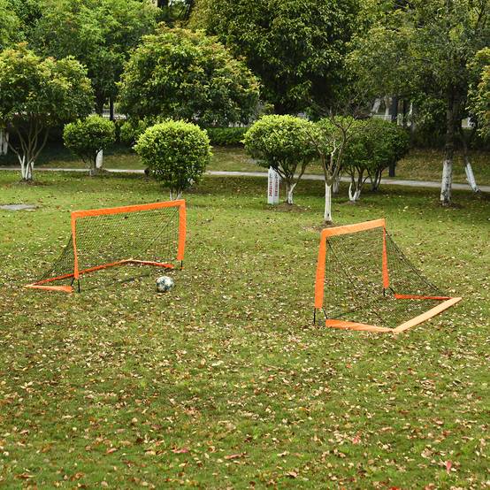 But de football, léger, montage facile, sac de transport, tubes en acier, 183 x 90 x 90 cm, orange - Image 3
