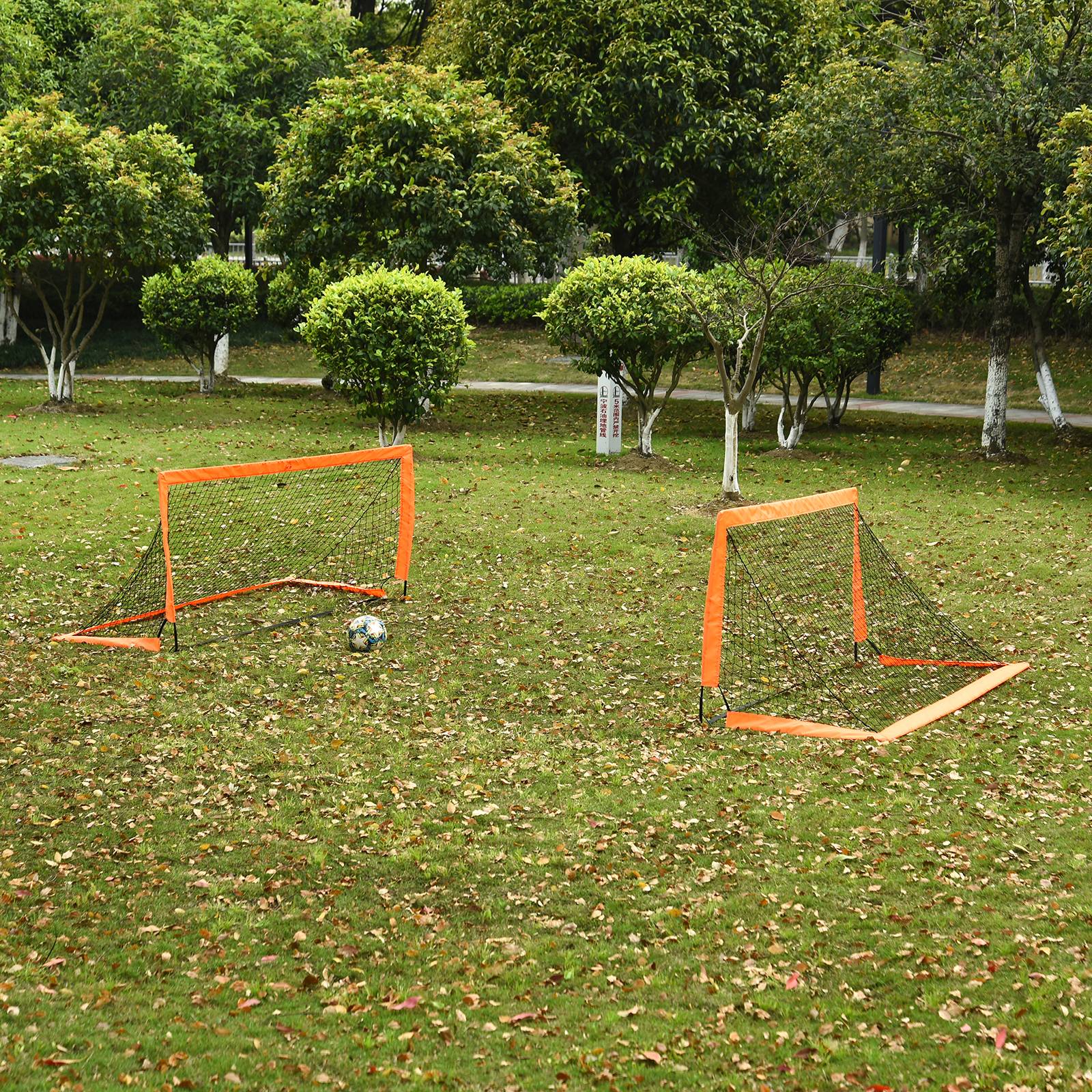 But de football, léger, montage facile, sac de transport, tubes en acier, 183 x 90 x 90 cm, orange - Image 3