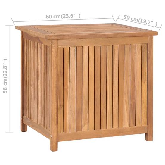 Coffre boîte meuble de jardin rangement 60 x 50 x 58 cm bois de teck solide - Image 8
