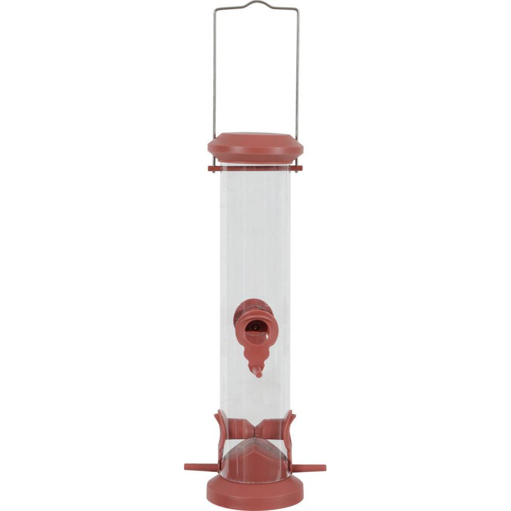 Mangeoire silo à graines, rouge terra, hauteur 44 cm pour oiseaux - Imagen 1